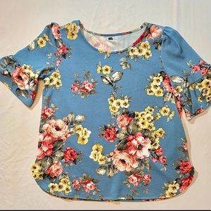 Blue floral blouse